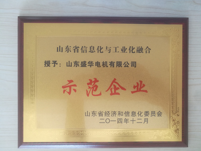 盛華電機(jī)公司資質(zhì)榮譽(yù)《信息化與工業(yè)化融合示范企業(yè)》 盛華電機(jī)公司資質(zhì)榮譽(yù)《信息化與工業(yè)化融合示范企業(yè)》